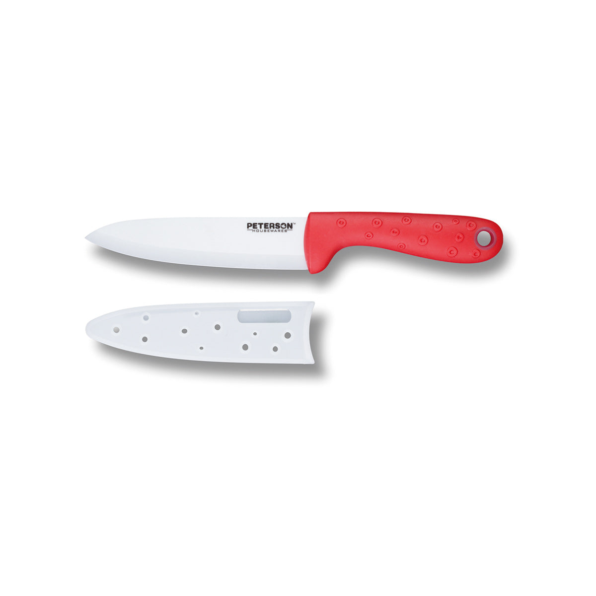 CERAMIC KNIFE: Red soft touch handle; White Ceramic Blade ... 4" Blade - Peterson Housewares & Artwares