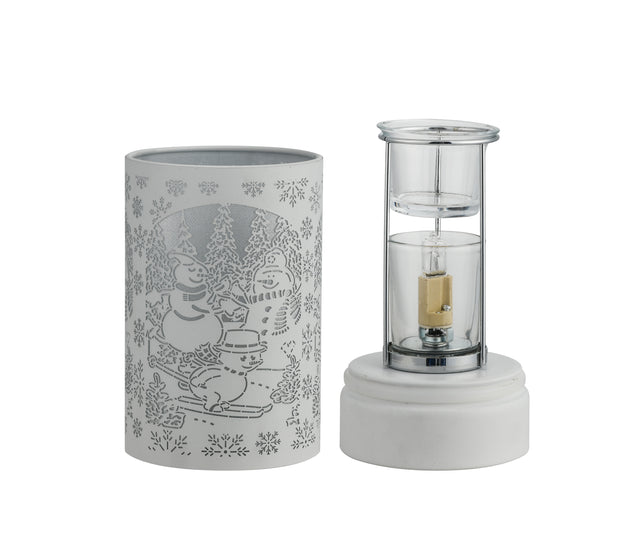 7" Touch lamp/Oil burner/Wax warmer-White Snowman Family - Peterson Housewares & Artwares