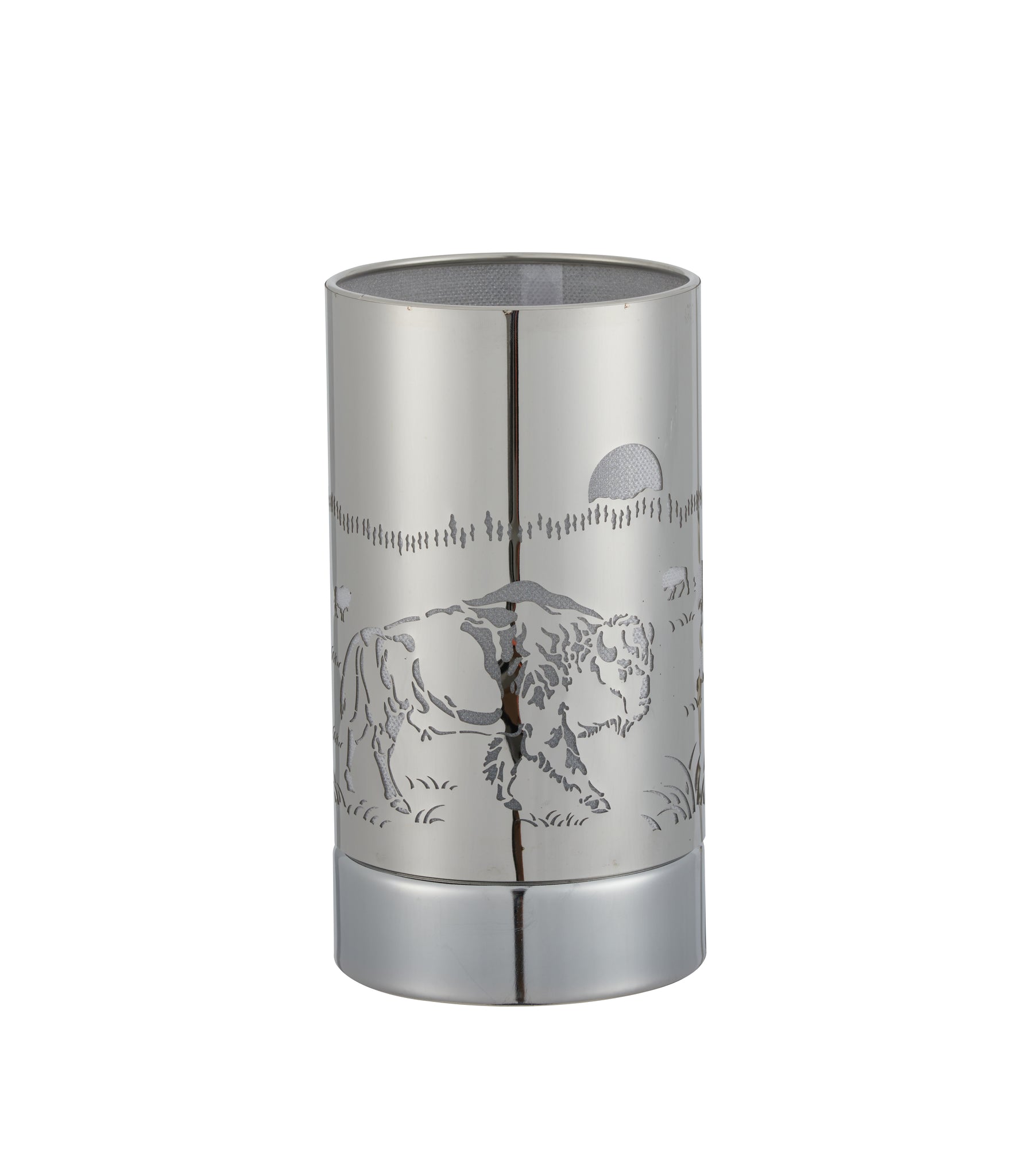 7" touch lamp-Fragrance Wax Melts Warmer -Electric Candle Essential Oil Burner-Metal Silver Bison Table Decor - Peterson Housewares & Artwares
