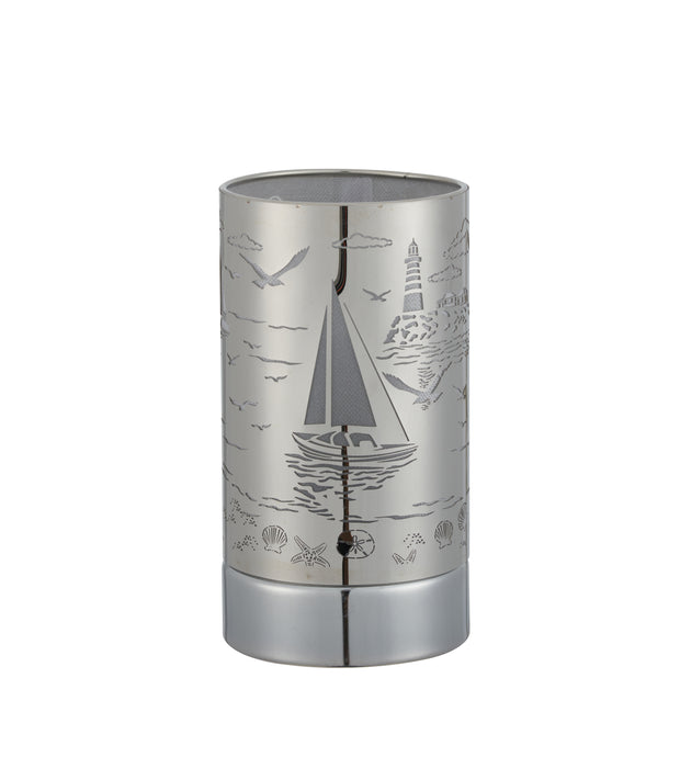 7" touch lamp-Fragrance Wax Melts Warmer -Electric Candle Essential Oil Burner-Metal Silver Sailboat Table Decor - Peterson Housewares & Artwares
