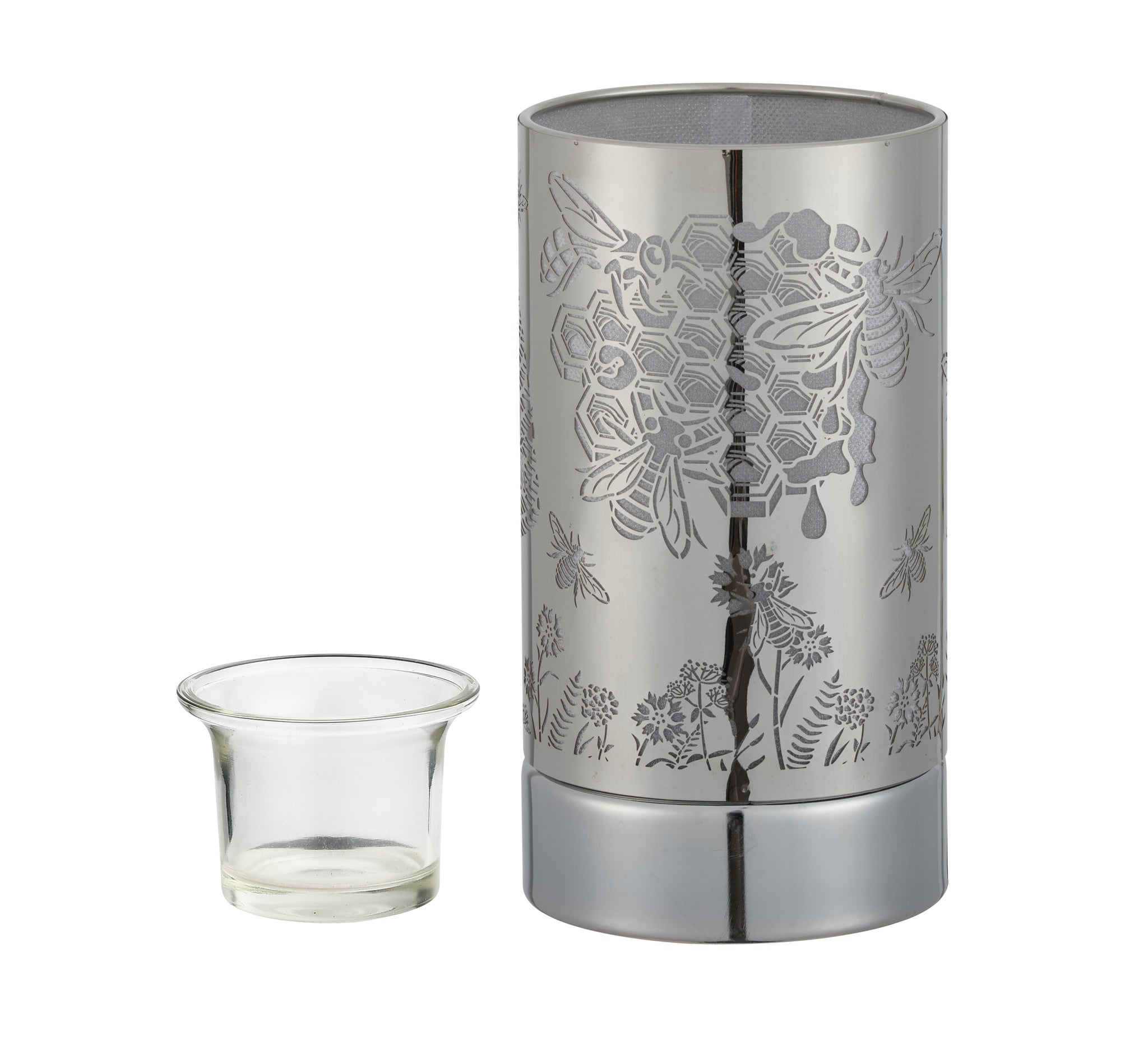 7" touch lamp-Fragrance Wax Melts Warmer -Electric Candle Essential Oil Burner-Metal Silver Honeybee Table Decor - Peterson Housewares & Artwares