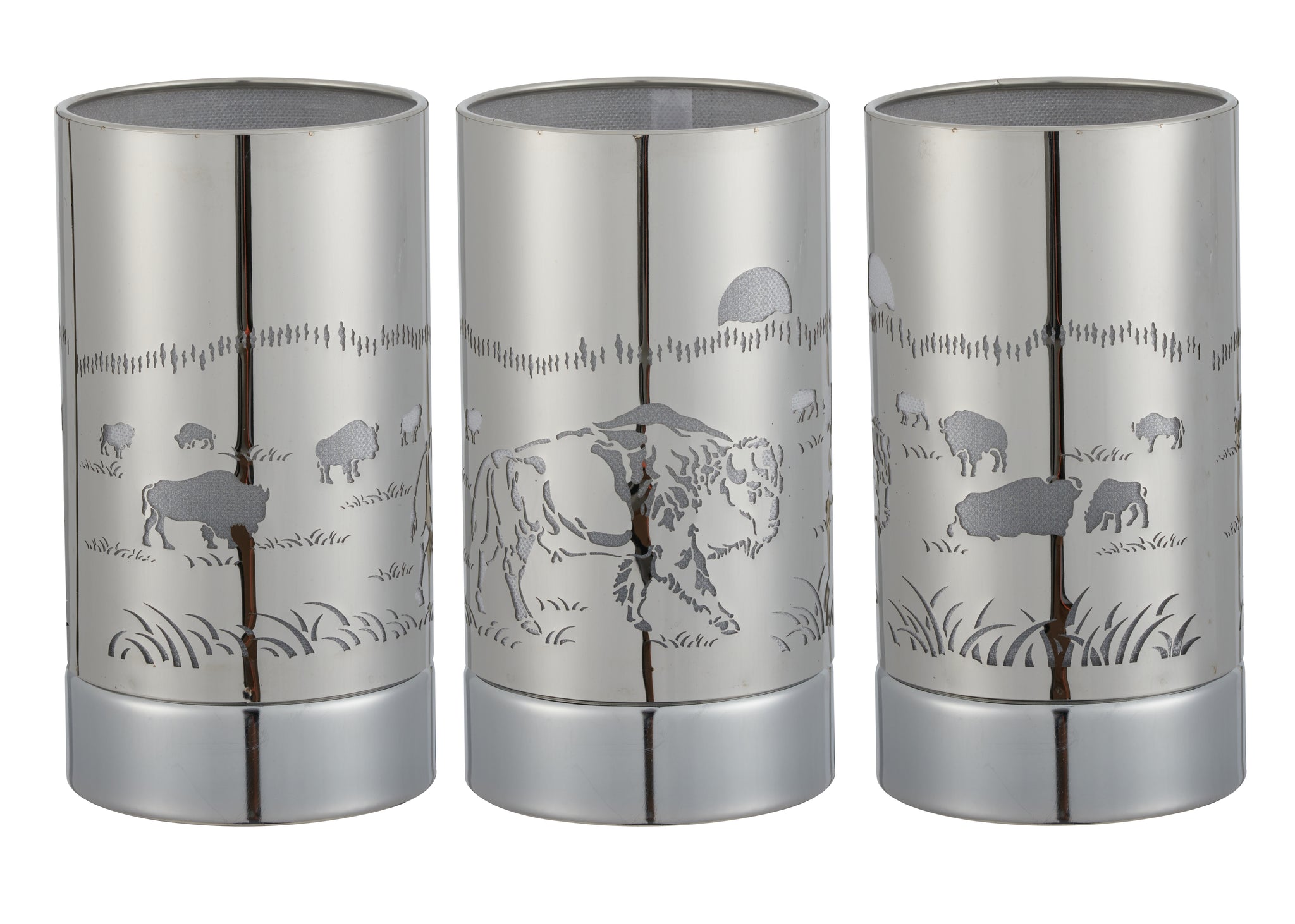 7" touch lamp-Fragrance Wax Melts Warmer -Electric Candle Essential Oil Burner-Metal Silver Bison Table Decor - Peterson Housewares & Artwares