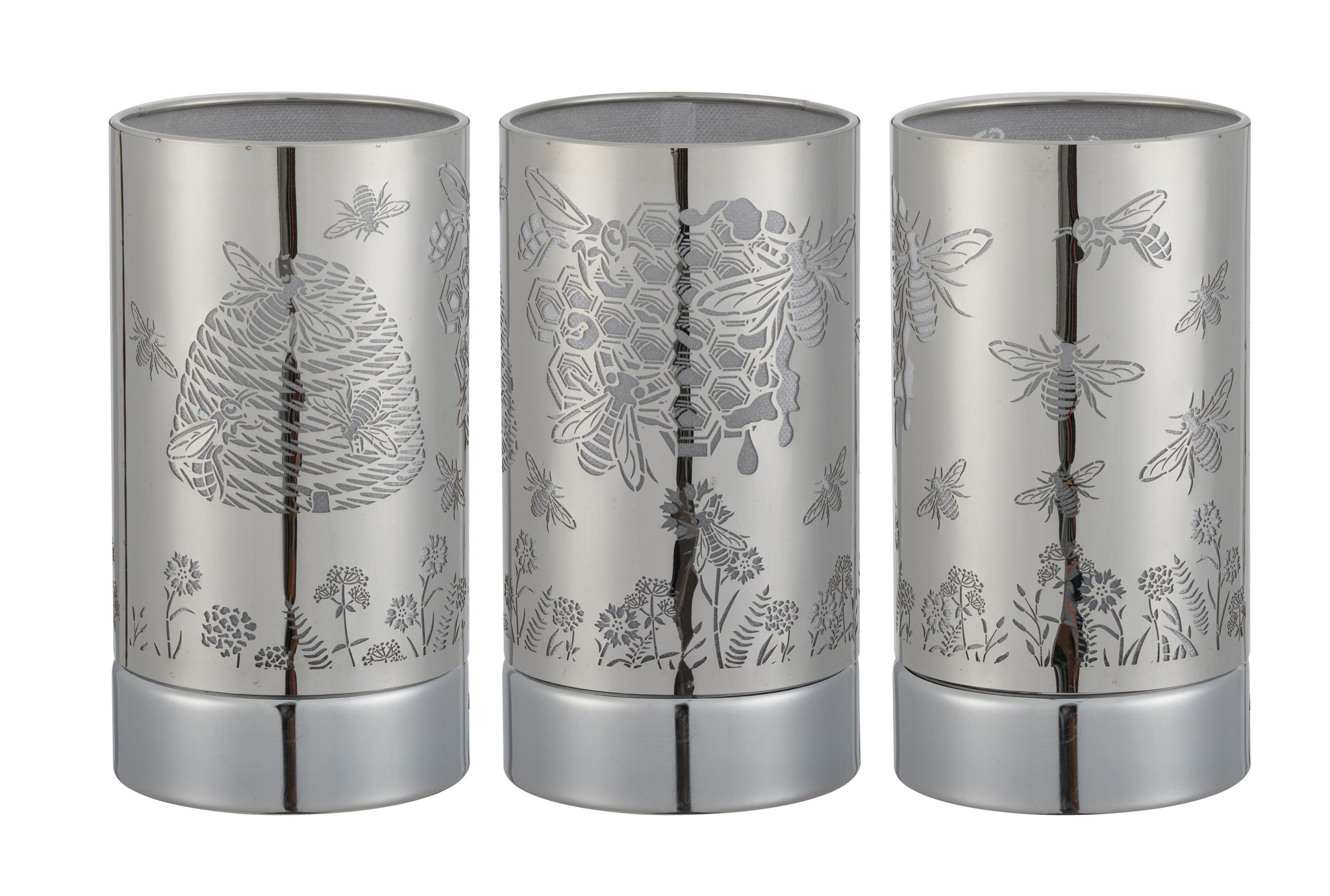 7" touch lamp-Fragrance Wax Melts Warmer -Electric Candle Essential Oil Burner-Metal Silver Honeybee Table Decor - Peterson Housewares & Artwares
