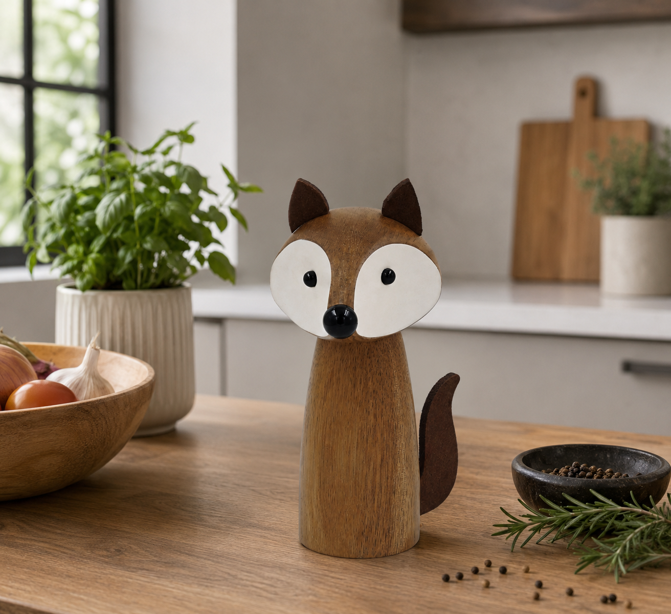 Wooden Fox Salt/Pepper Mill - Peterson Housewares & Artwares