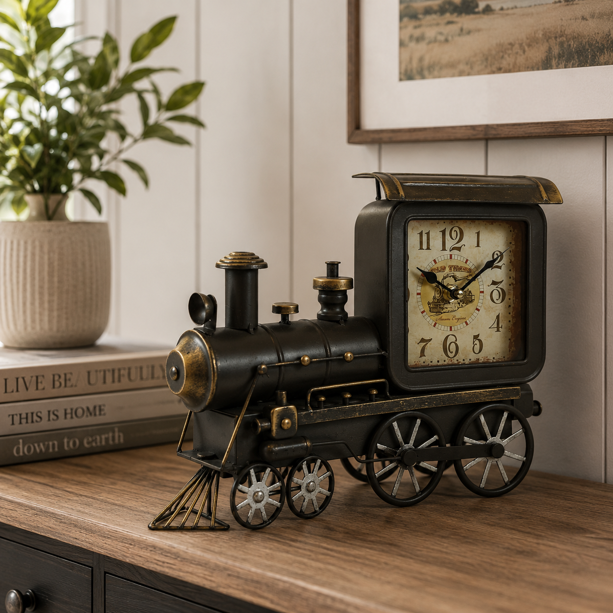 Table clock - Old Train Table Clock - Peterson Housewares & Artwares