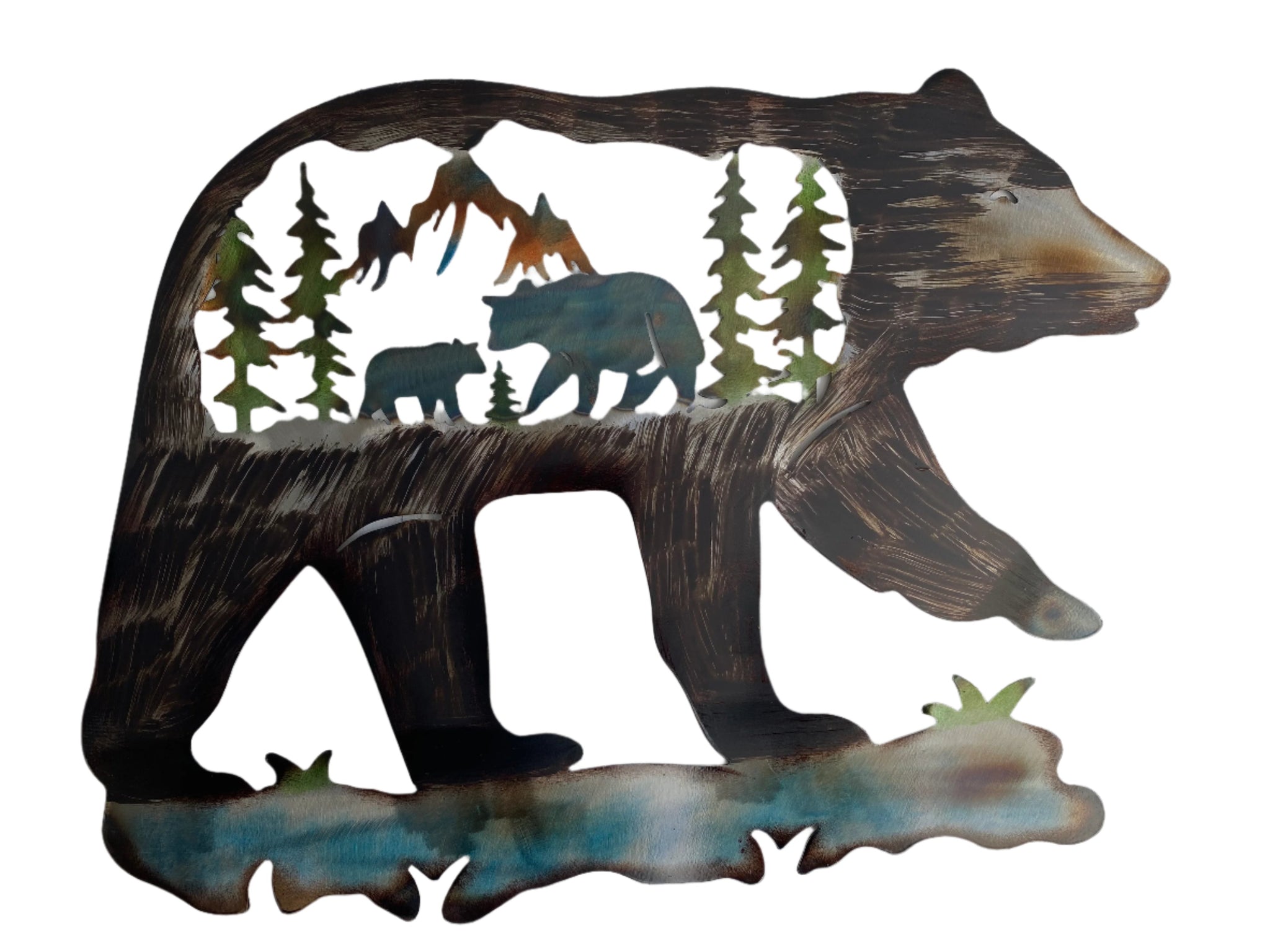 Wilderness Whisper: Brown Bears in Forest Metal Wall Art