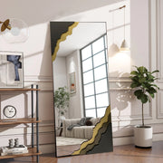 Contour Reflections: Dual-Tone Metal Frame Floor and Wall Mirror