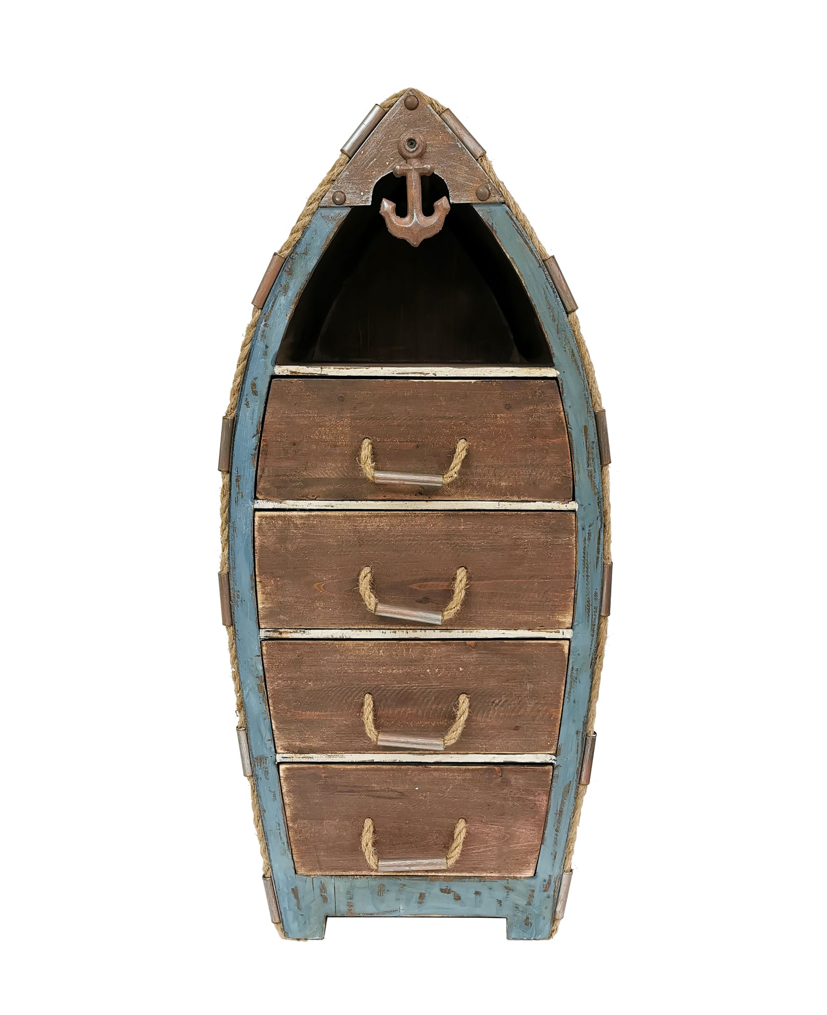 Solid wood boat shaped cabinet with drawers - Peterson Housewares & Artwares