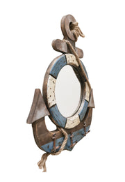 Anchor Rusty wood Framed Wall  Mirror with Rope - Peterson Housewares & Artwares