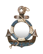 Anchor Rusty wood Framed Wall  Mirror with Rope - Peterson Housewares & Artwares