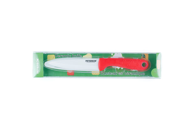 CERAMIC KNIFE: Red soft touch handle; White Ceramic Blade ... 6" Blade - Peterson Housewares & Artwares