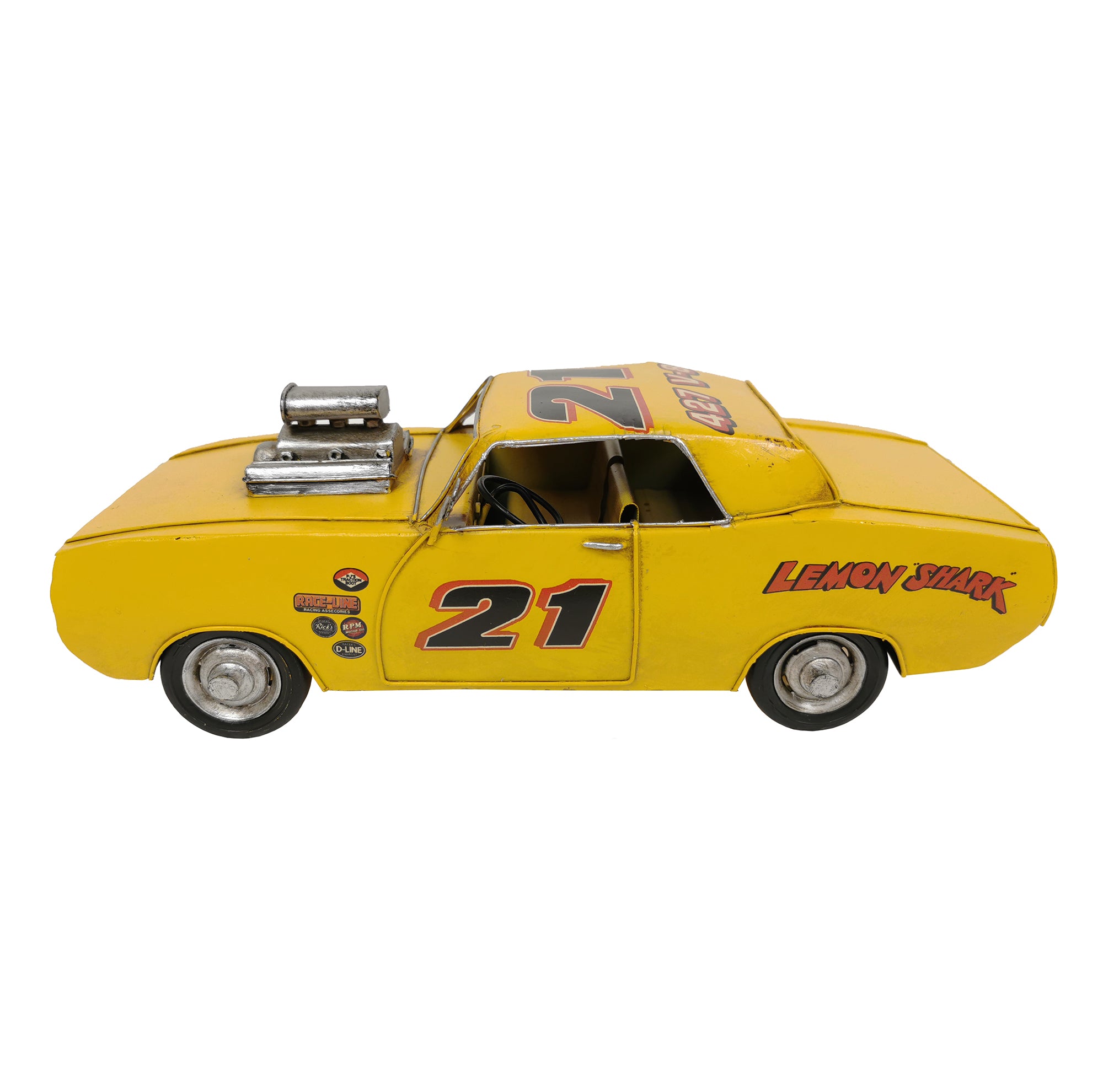 Yellow Hot Rod Metal Model - Peterson Housewares & Artwares