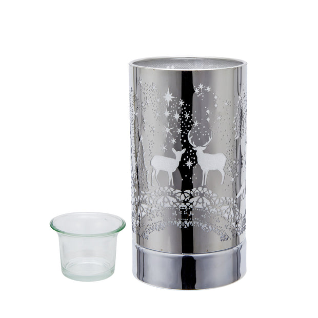 7" touch lamp-Fragrance Wax Melts Warmer -Electric Candle Essential Oil Burner-Metal Table Decor - Silver Wildlife - Peterson Housewares & Artwares