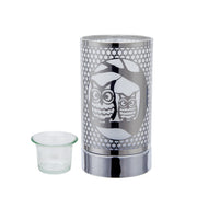7" touch lamp-Fragrance Wax Melts Warmer -Electric Candle Essential Oil Burner-Metal Table Decor - Silver Loving Owls - Peterson Housewares & Artwares