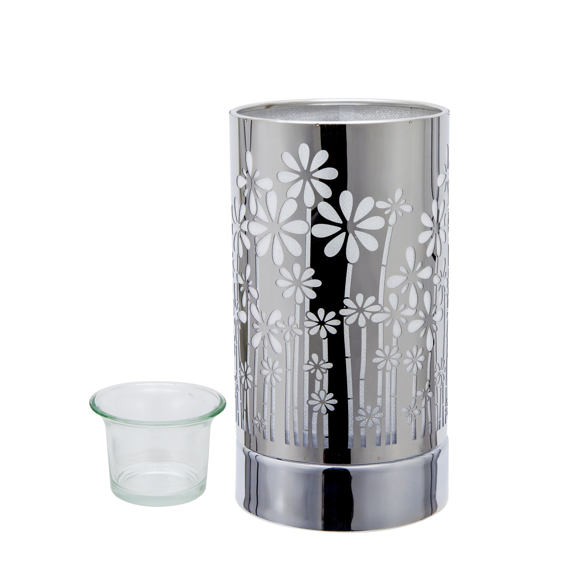 7" touch lamp-Fragrance Wax Melts Warmer -Electric Candle Essential Oil Burner-Metal Silver GardenTable Decor - Peterson Housewares & Artwares