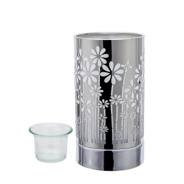 7" touch lamp-Fragrance Wax Melts Warmer -Electric Candle Essential Oil Burner-Metal Silver GardenTable Decor - Peterson Housewares & Artwares